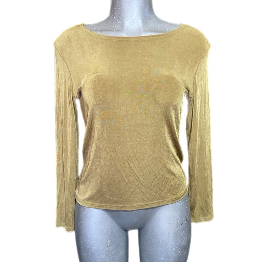 Double D Ranch Western Basic Top Slinky Jersey Knit Stretch Long Sleeve Medium